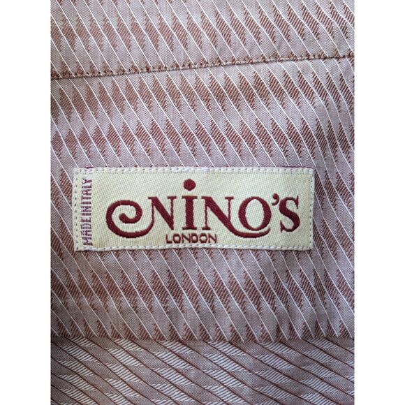 Nino's London Bespoke Mens Button Down 60s Vibe Print Mod Dress Shirt Sz 39/15.5 - Picture 3 of 11